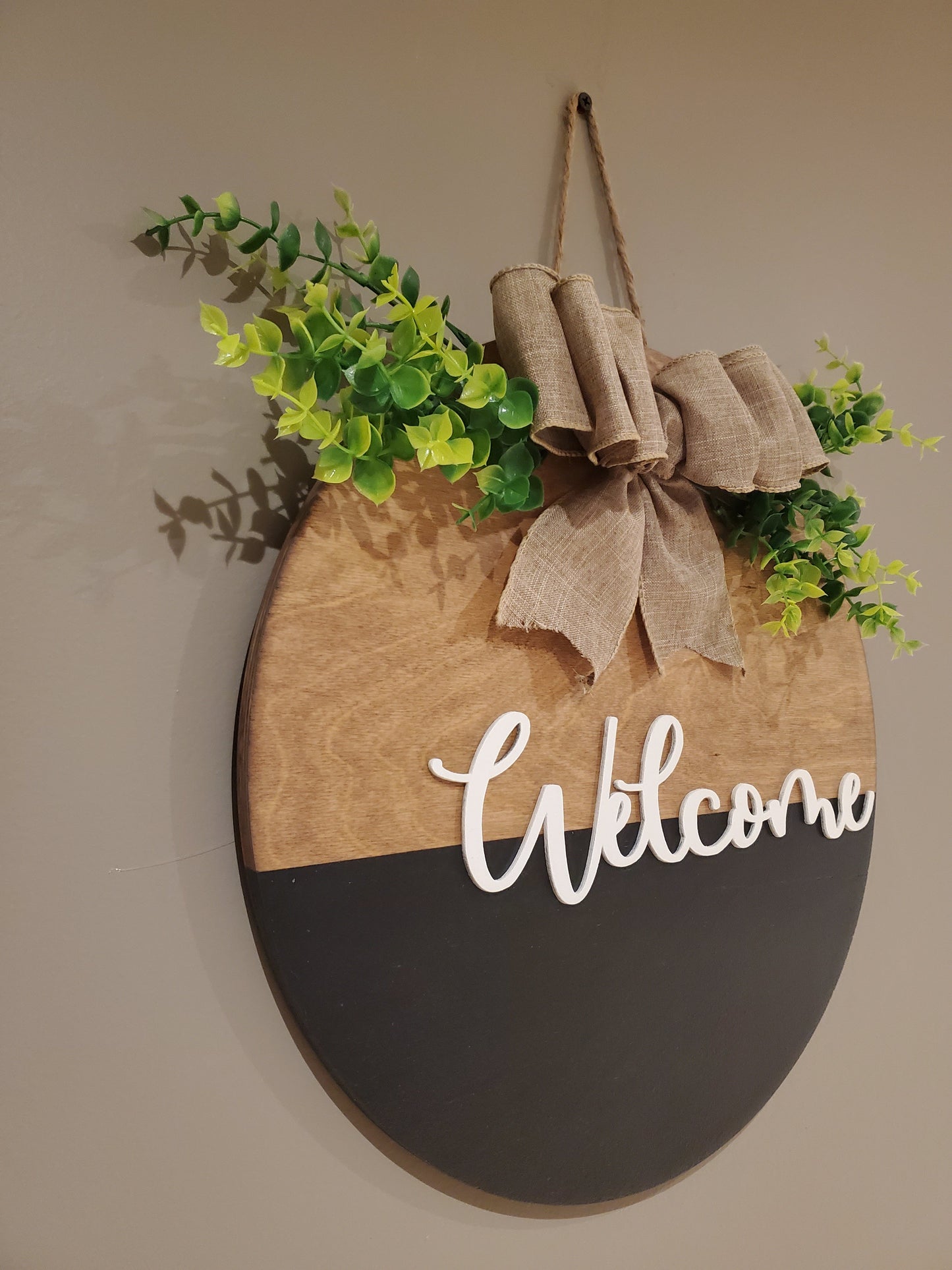 14" Welcome door hanger -3D wood(black/white)