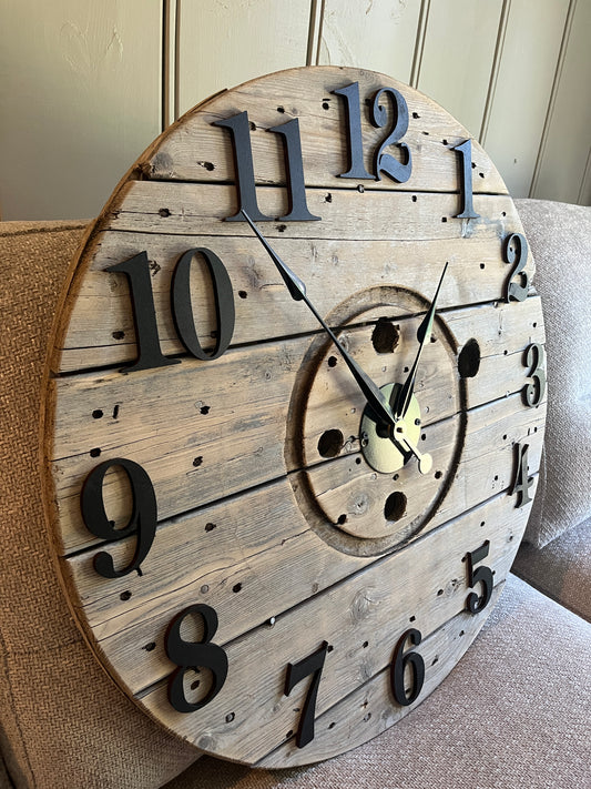 30" - 3D Spool clock - white washed2