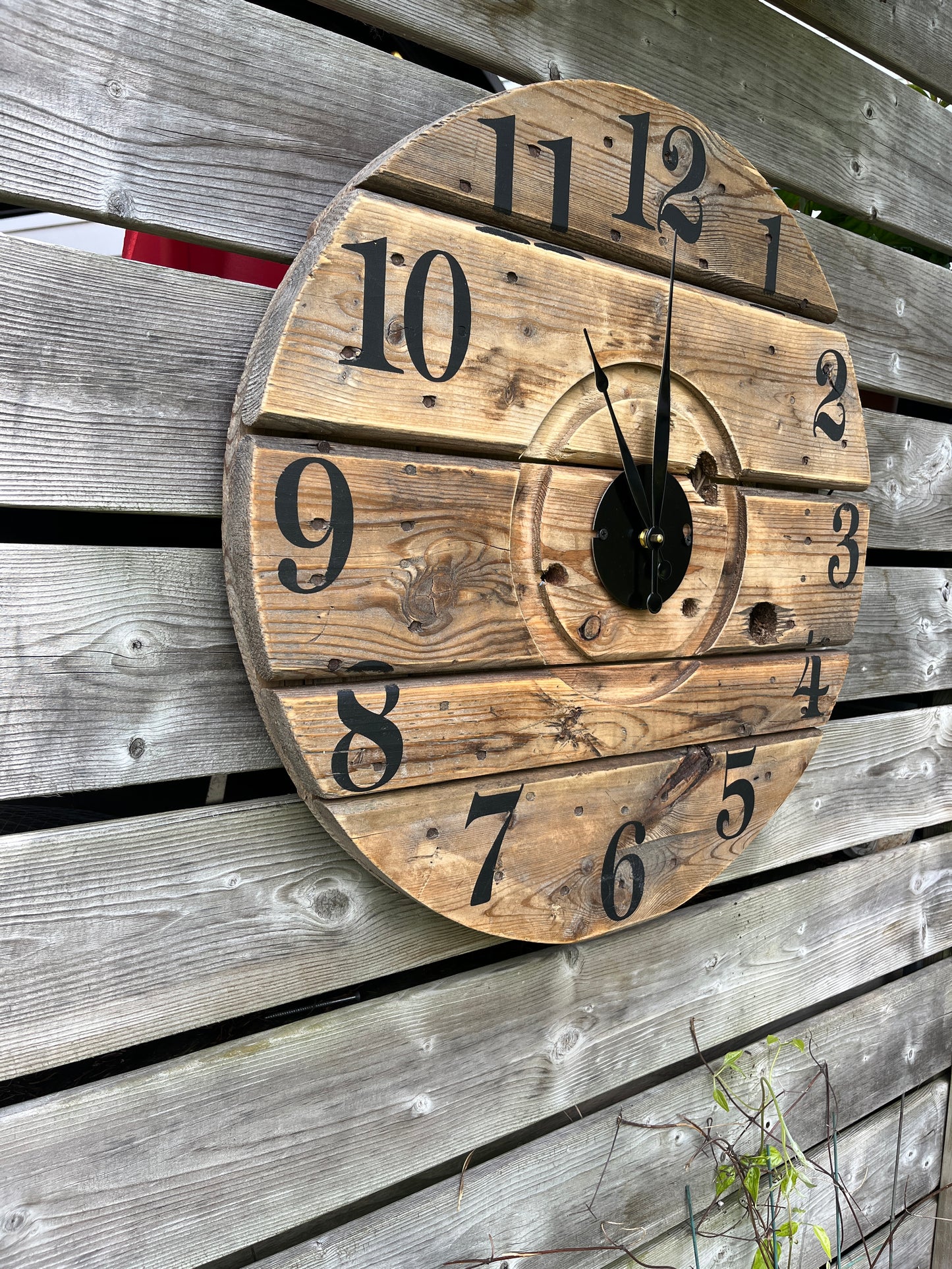 23" Indoor/Outdoor Spool Clock - Natural light brown