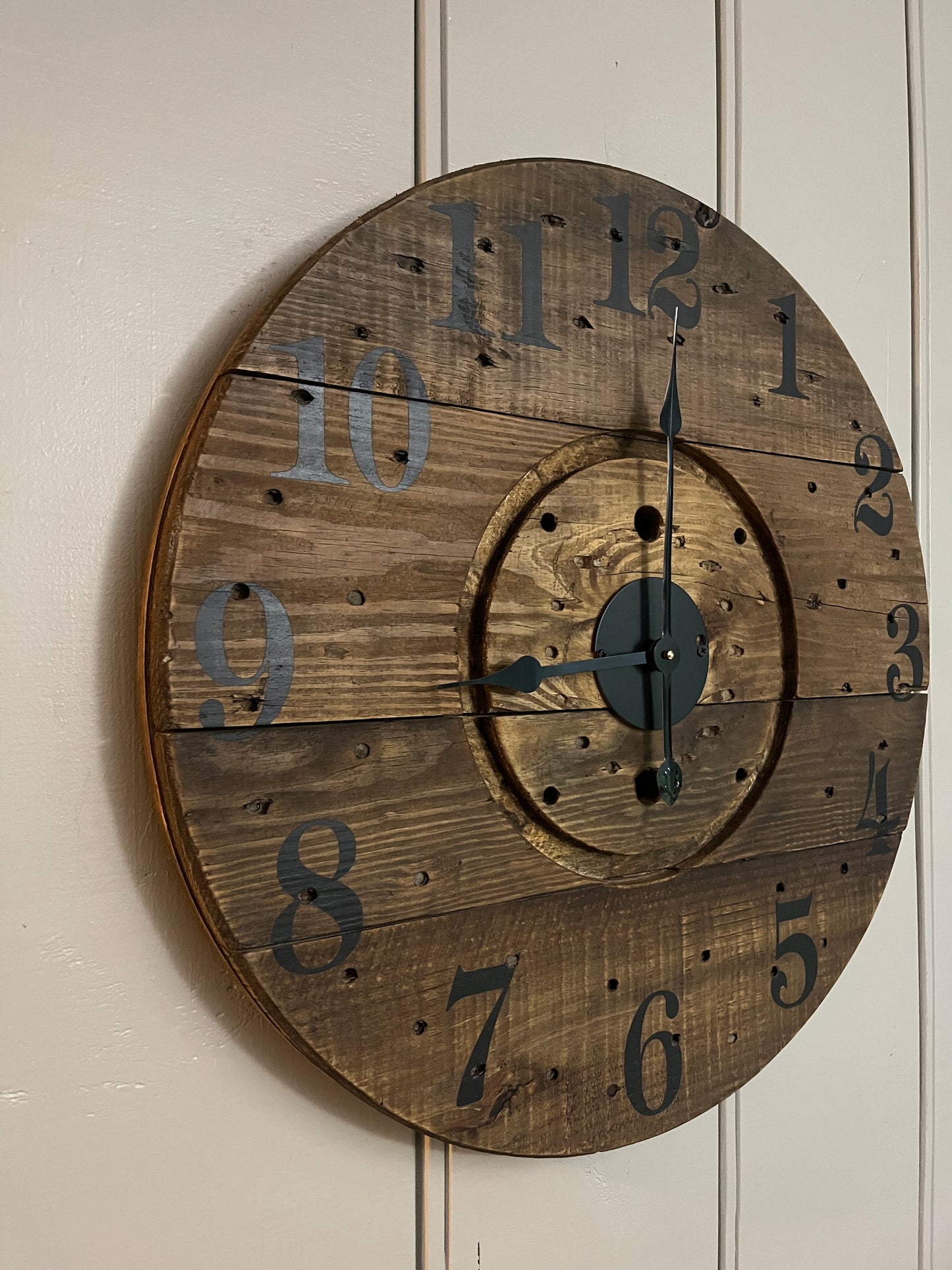 25.5" Indoor/Outdoor Spool Clock - Golden Oak