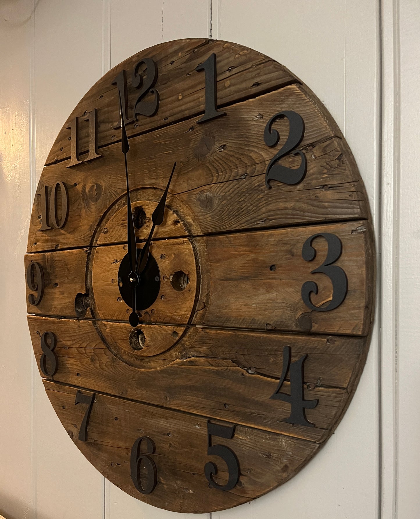30" - 3D Spool clock - Golden oak