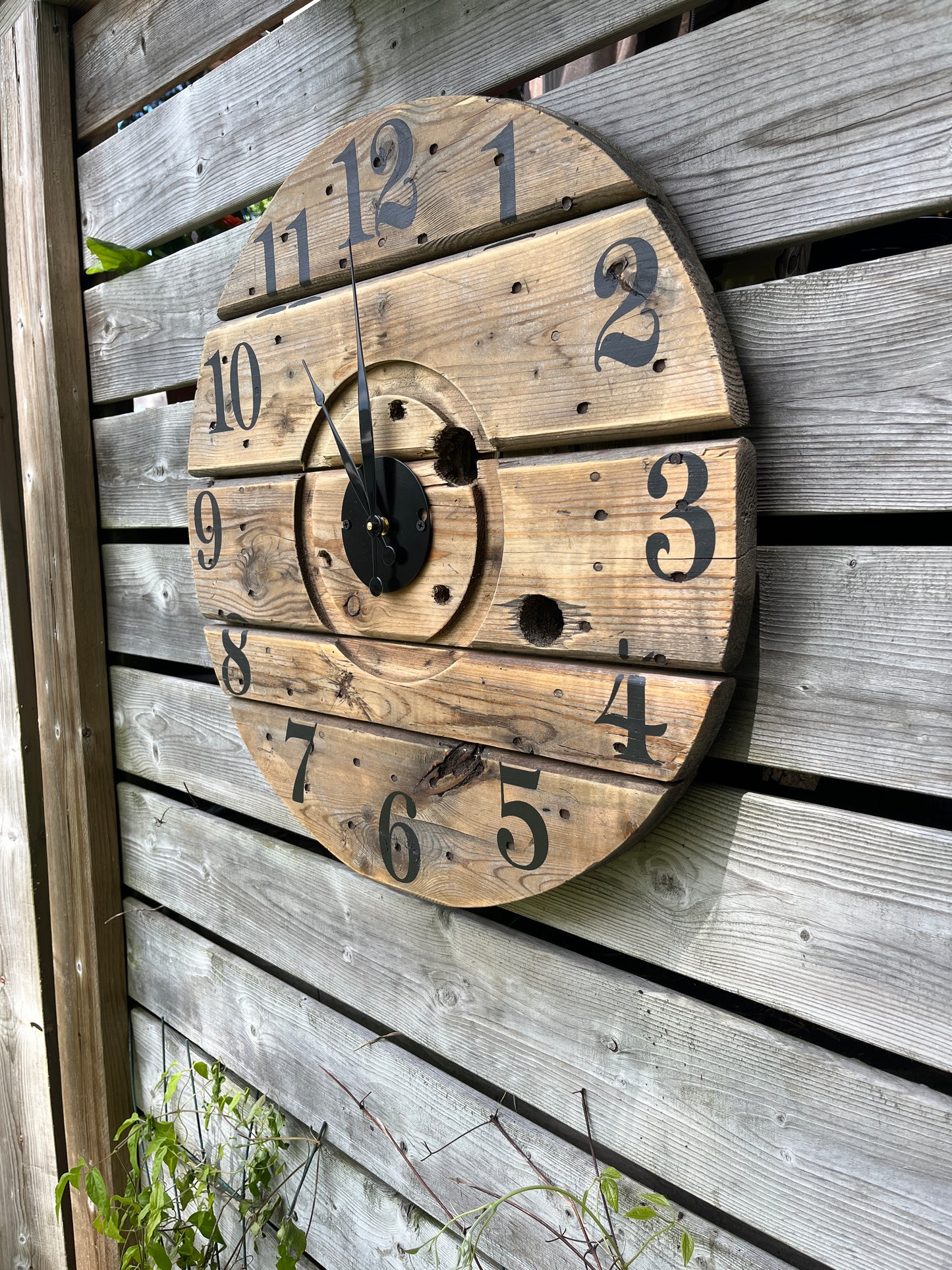 23" Indoor/Outdoor Spool Clock - Natural light brown