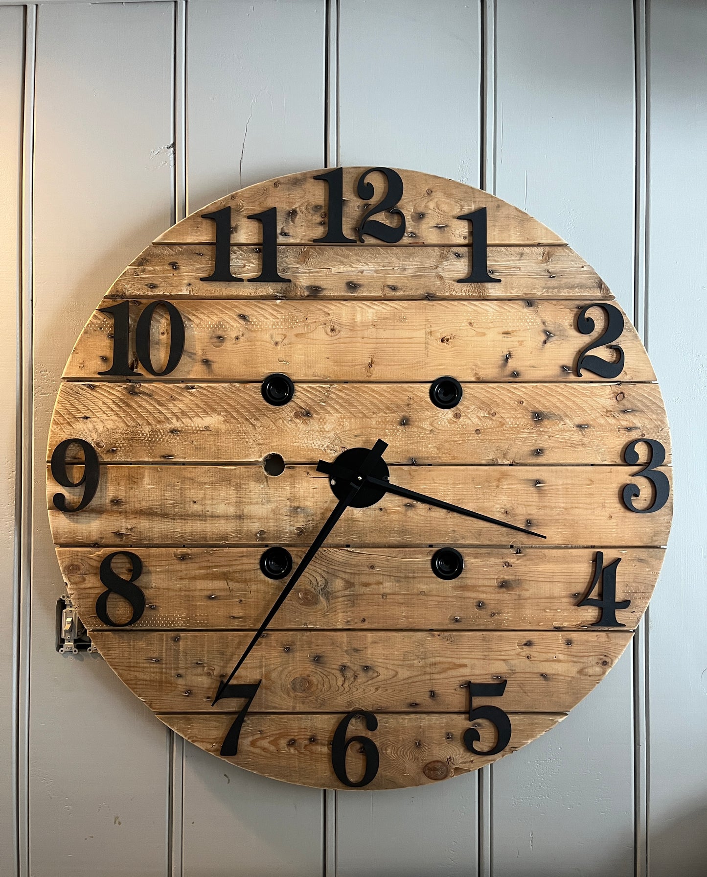 42" - 3D  Spool clock - Natural Rustic