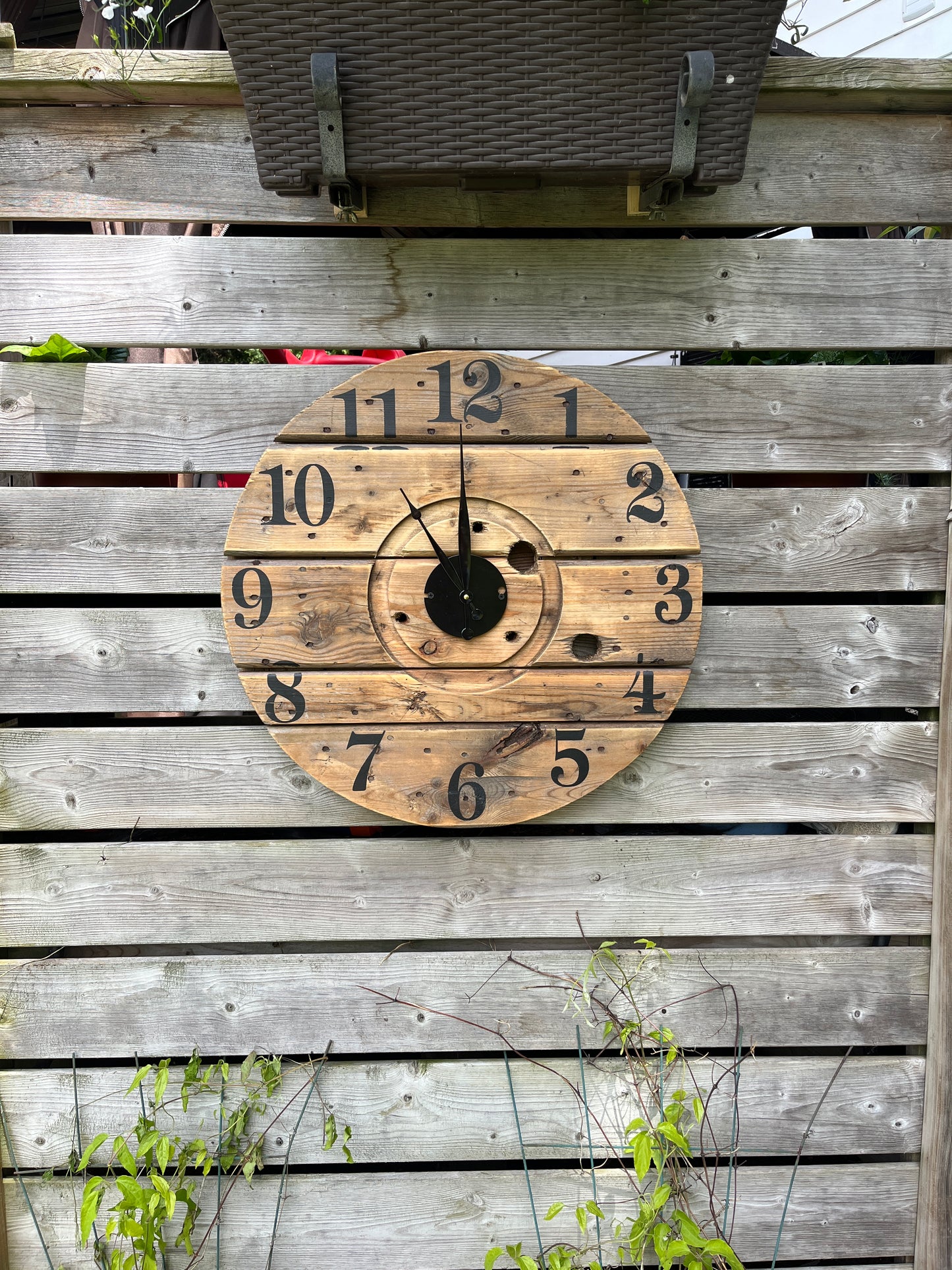 23" Indoor/Outdoor Spool Clock - Natural light brown