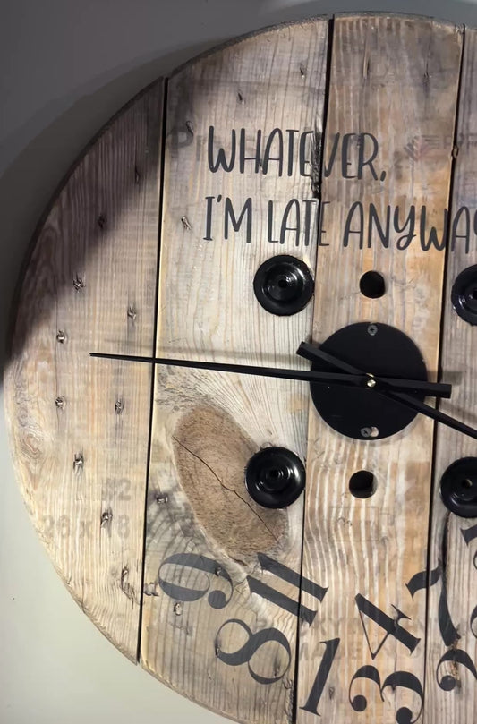 23" Indoor Spool Clock - Natural light brown